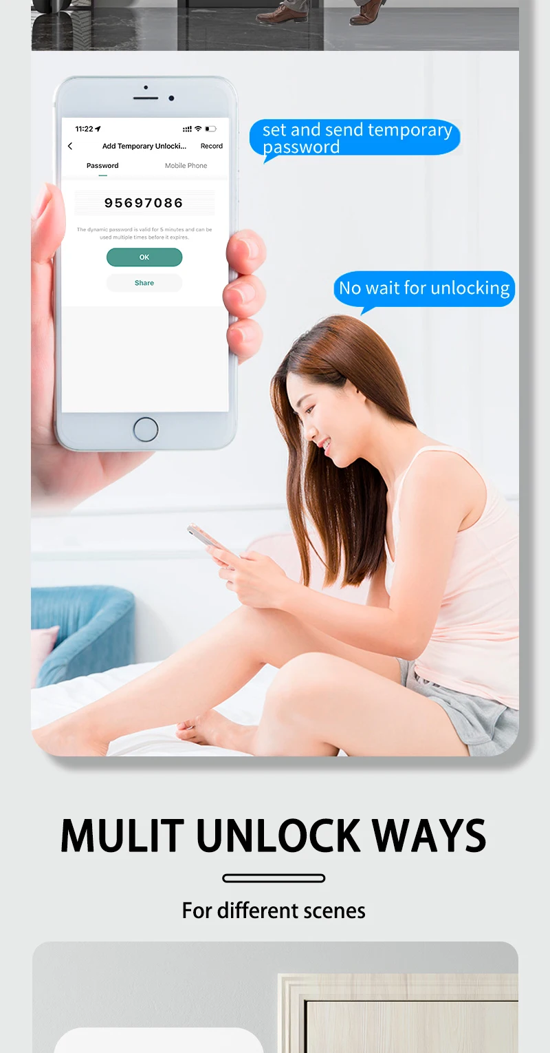 XSDTS Electronic Smart Door Lock With Biometric Fingerprint Smart Card Password Key Unlock USB Tuya APP Emergency Charge Lock
