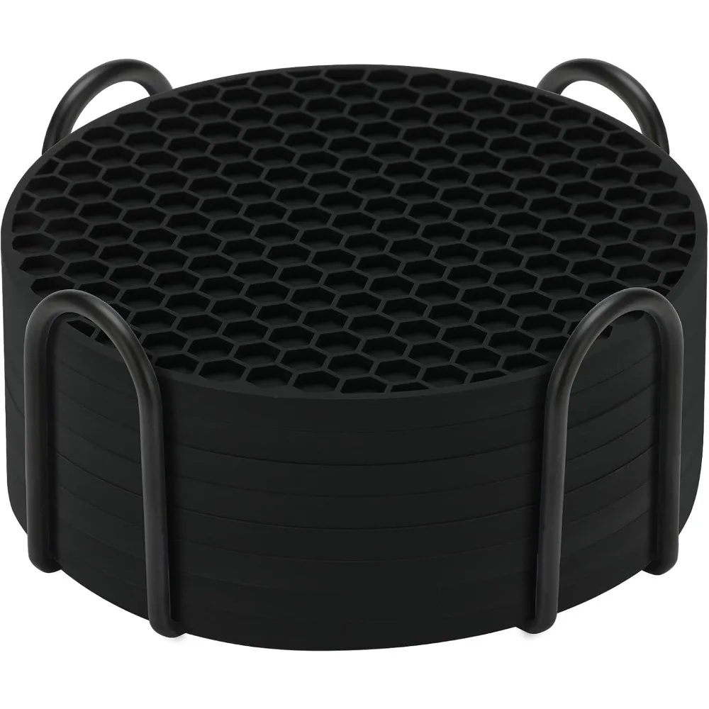 

Silicone Coasters Set of 8 with Holder,Coasters for Drinks,Beer,Coffee Coasters,Suitable for Kinds Cups,Hot or Cold,Anti-SLI