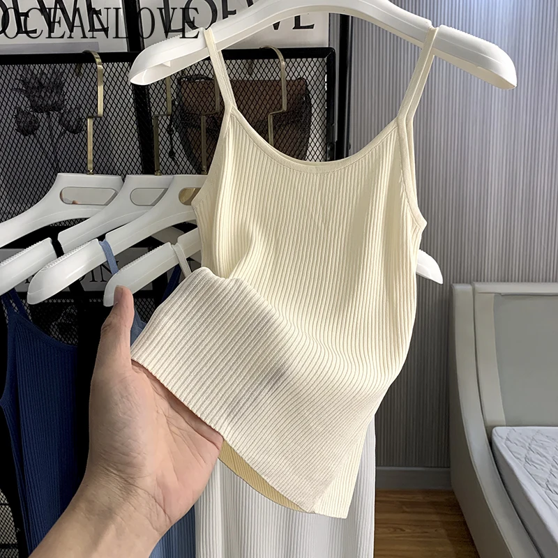 OCEANLOVEtops curtos de malha para mulheres, tops casuais finos, moda coreana, sólidos básicos sexy, primavera e verão
