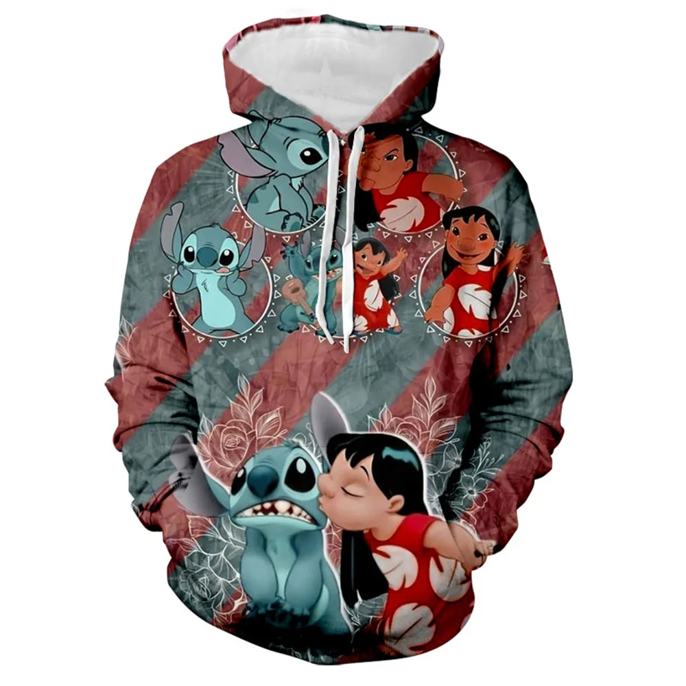 

2024 new streetwear hoodie men autumn long sleeve harajuku disney mickey goofy and stitch brand 3d print casual hoodie y2k women