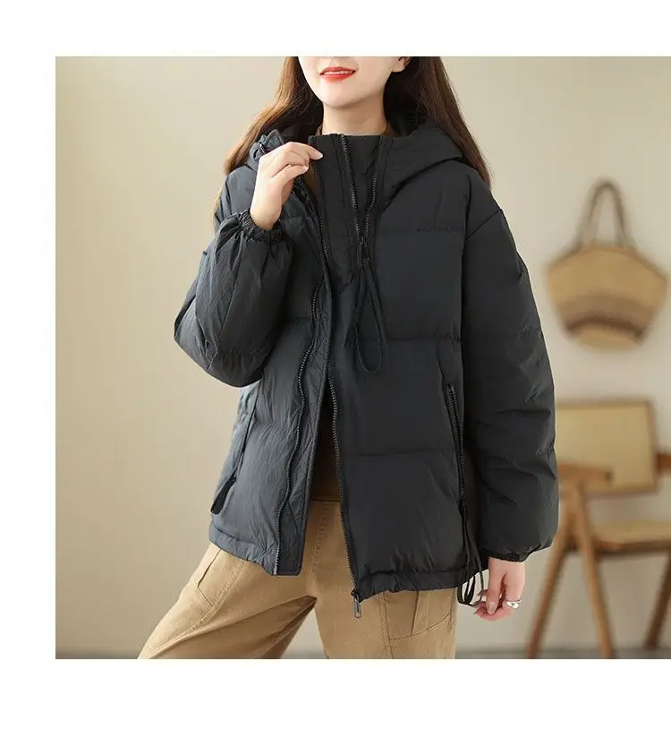 Down Cotton Jackets Women's Short Coat 2023 New Korean Loose Oversized Thick Jacket Fashion Hooded Popular Cotton Jacket Winter