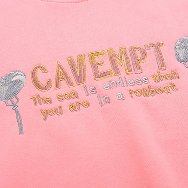 Pull à col rond brodé ballon rose, chemise de sport C.E pour Couples, sweat à capuche Cavempt, surdimensionné, décontracté