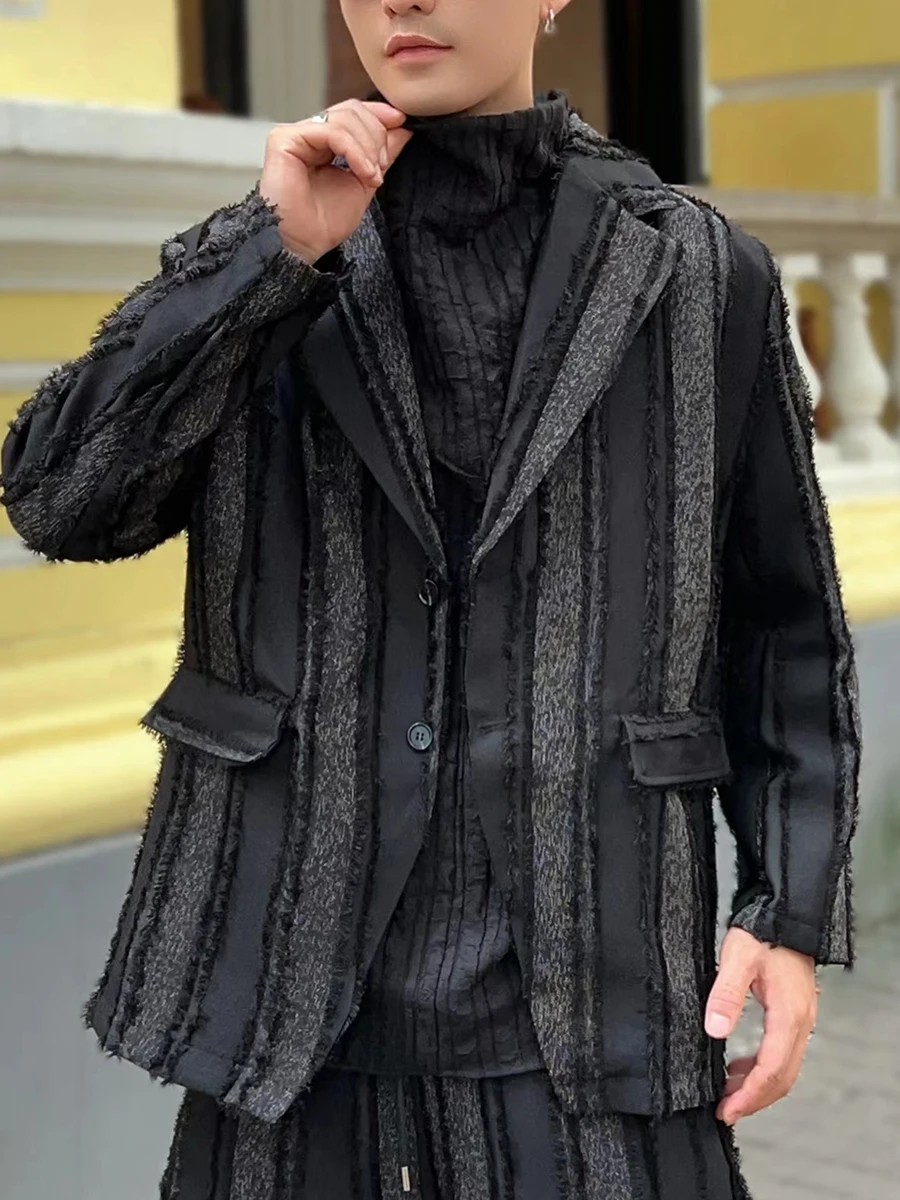 

Spring 2025 Men's Plaid Casual Single-Breasted Jaet Sli Korean Version Faionable Spring Season Long Sve Suit Coat