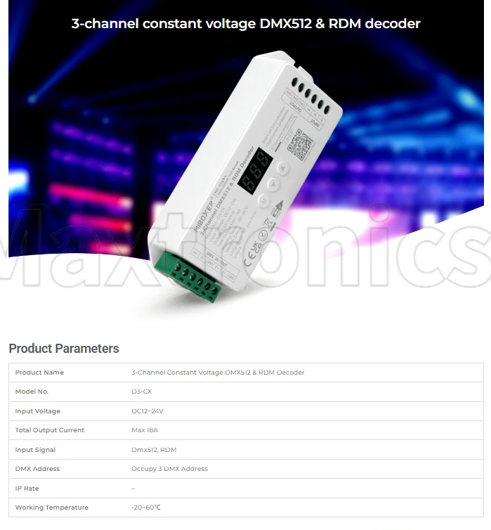 Miboxer D1-CX 1-5 canali DC12-24V Decoder DMX512/RDM a tensione costante per striscia LED SingleColor DualWhite RGB RGBW RGBCCT FUTD01