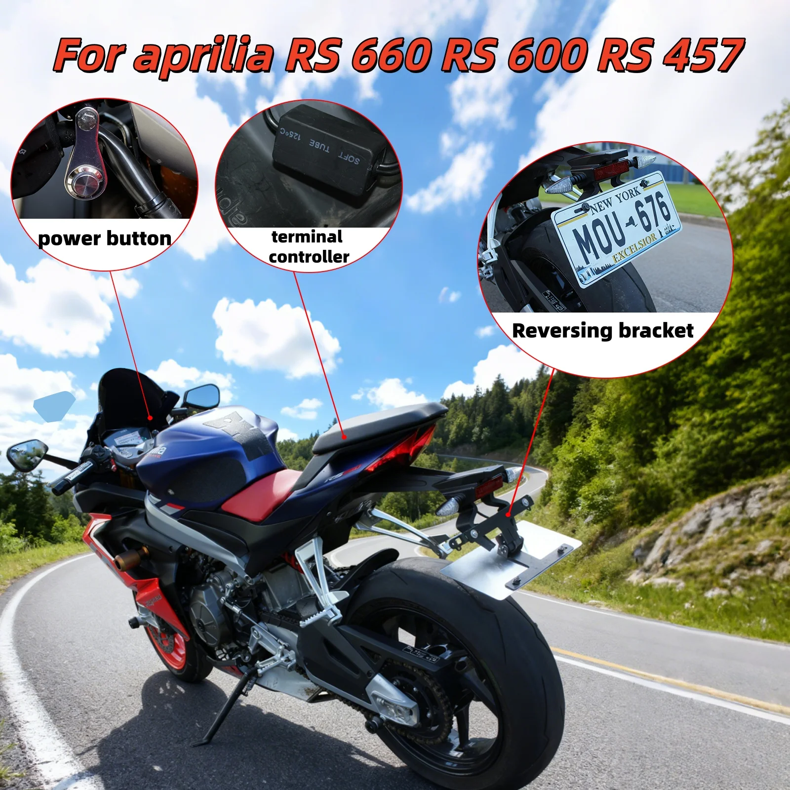 

For aprilia RS 660 600 RS 457 License Plate Premium Adjustable License Plate Button Switch Effortless Contro License Bracket