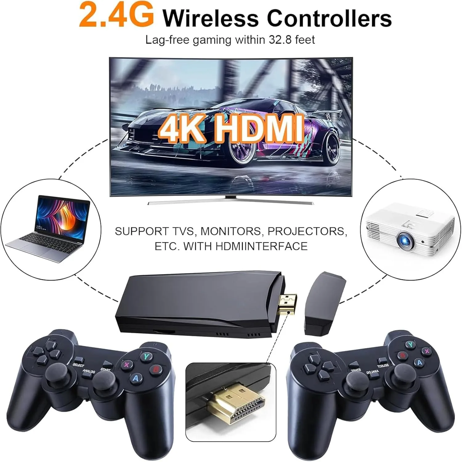 وحدة تحكم ألعاب لاسلكية ريترو M8 لعبة فيديو عصا 4K HDMI مخرج التوصيل والتشغيل صندوق ألعاب الحنين المدمج في 20000 لعبة + للتلفزيون ،