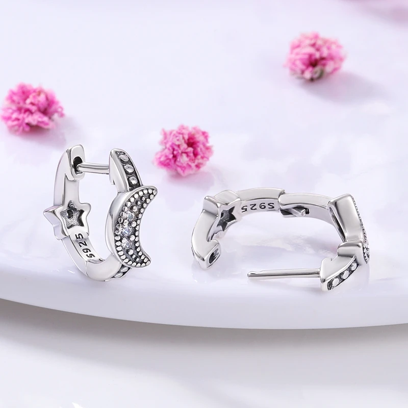 Echte Liebesfeder-Ohrringe aus 925er Sterlingsilber, passend für Original-Charms, Creolen für Damen und Mädchen, Ohrstecker, edler Schmuck, Geschenke – Detail 20