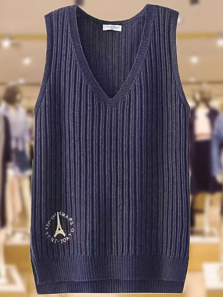 Suéter de punto suelto, chaleco de talla grande, monos Svel, ropa de abrigo informal Sle V-Ne para mujer de mediana edad, primavera y otoño