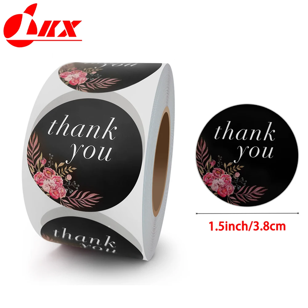 LKX 500pcs 1.5inch Thank You Stickers For Envelope Sealing Labels Stationery Supplies Handmade Wedding Gift Decoration Sticker