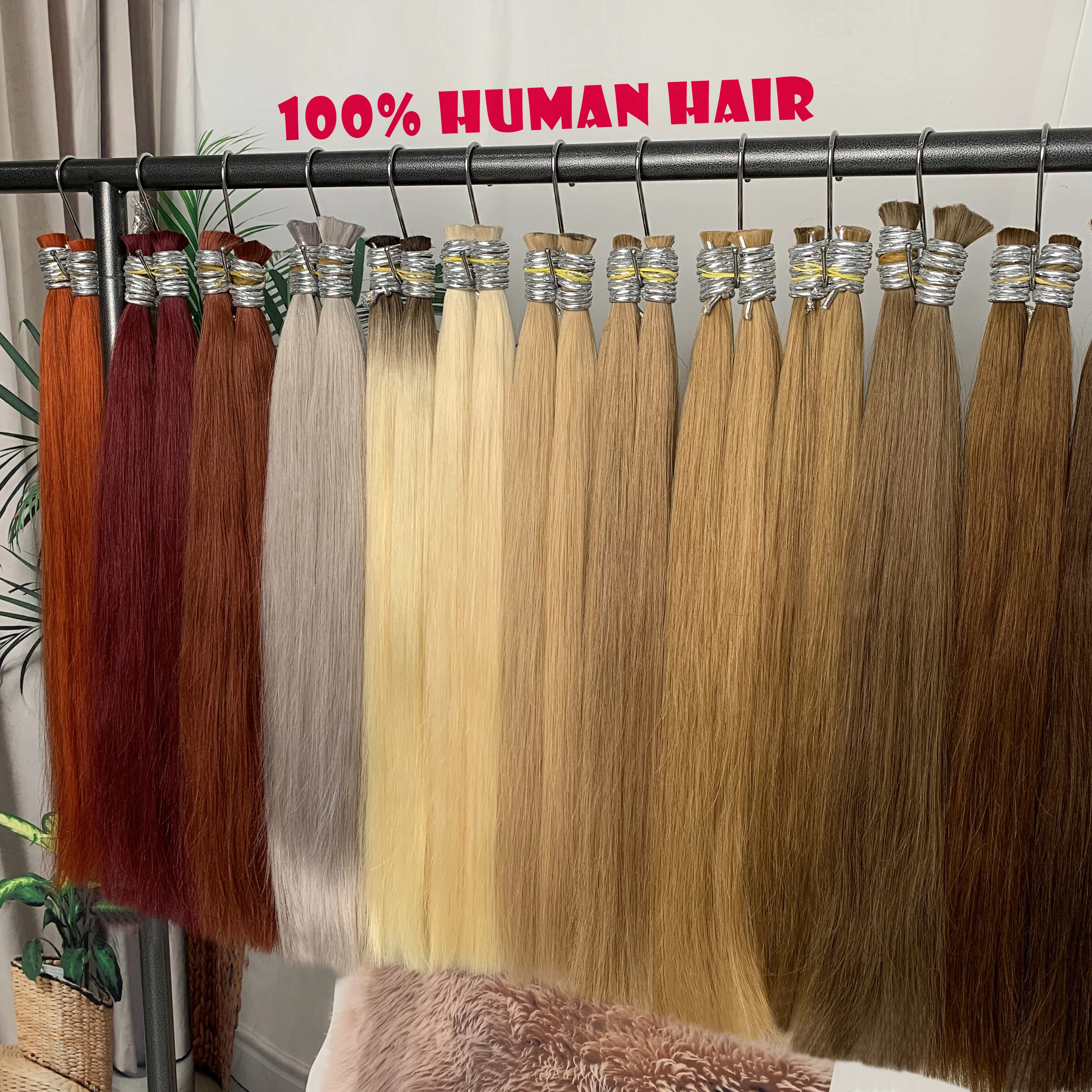Bulk Hair 100% Real Human Hair Machine Made Virgin Remy Straight Hair Bulk 18-30inch 100g Natural Blonde Hair Extension No Weft