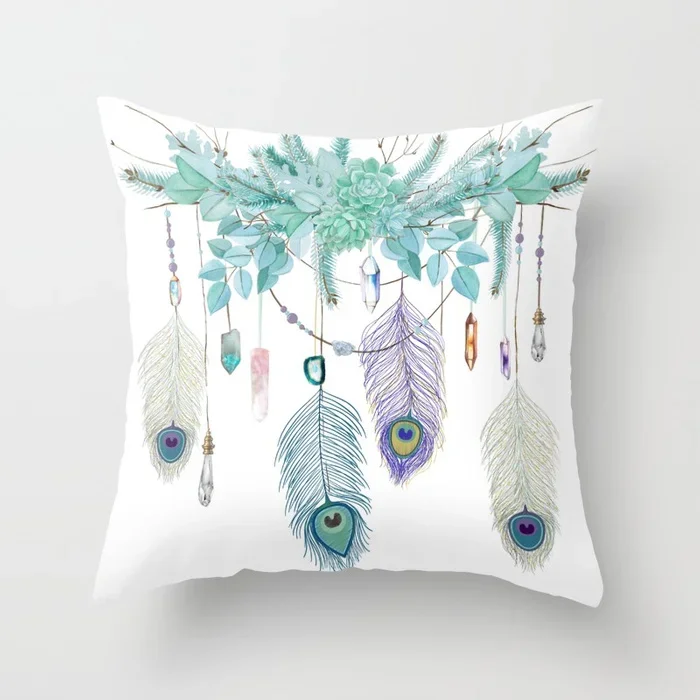 Boho Pillow Cover Dream Catcher Cushion Cover for Home Sofa Chair Decoration Pillowcase Car Ornament