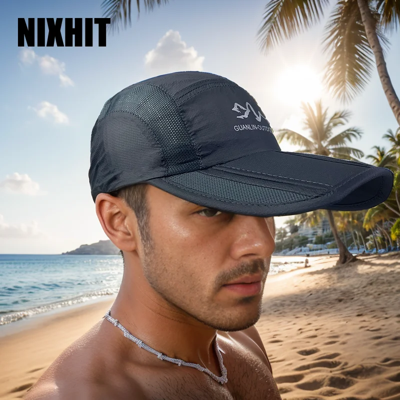 NIXHIT Foldable Quick Drying Breathable Thin Women Men\'s Baseball Cap Outdoor Sports Mountaineering Hiking Fishing Black Sun Hat