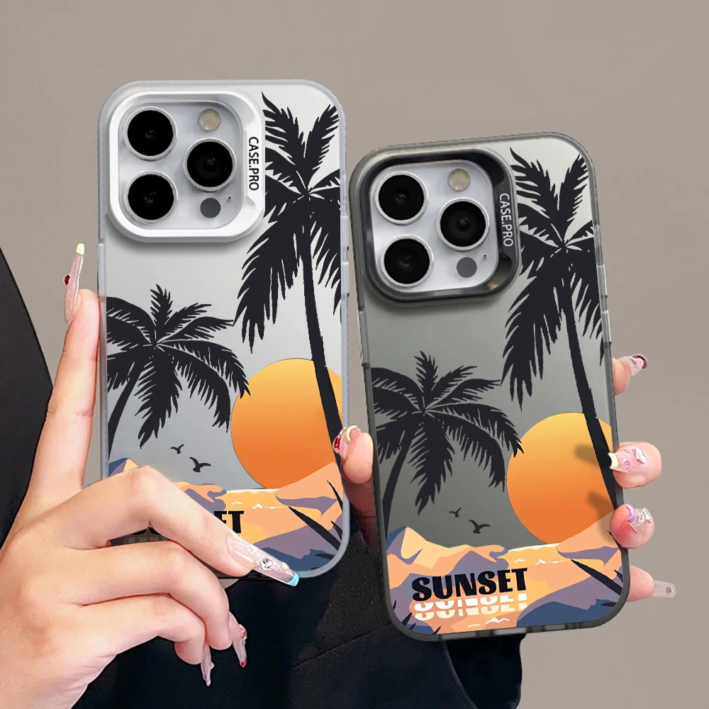 Für iPhone 16 17 Pro Max Hüllen iPhone 11 12 13 ProMax 14 15 Plus 8 XS XR Stoßfeste IMD-Hüllen Strand Kokospalmen Landschafts-Case – Detail 12