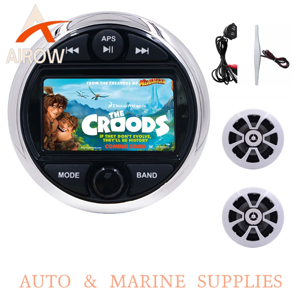 Airow auto Hasda Small 3-Inch Waterproof Salt Fog UV Proof Stereo BT Motorcycle Marine Audio System 6.5