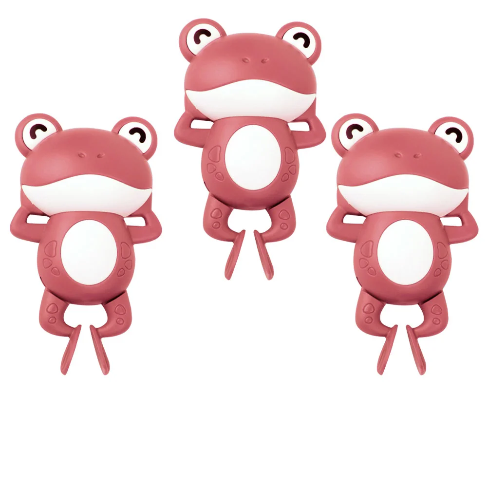 3 Pcs Wind-up Frog Design Bath Toy Cartoon Frogs Toys Baby Bathtub Kids Plaything Educational Infant Shower Clockwork Children