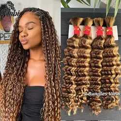 Nabi Boho Örgü Saç Toplu Derin Dalga Saç Paketleri Uzantıları Boho Örgü için Atkı Yok Toplu Saç Paketleri