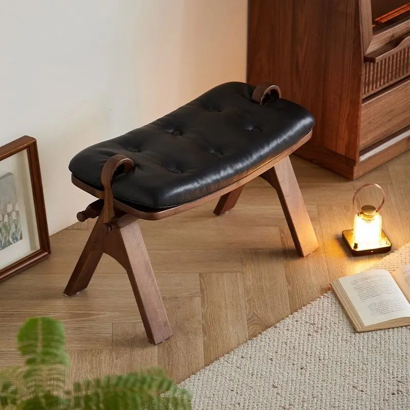 North American black walnut saddle stool, retro home shoe changing stool