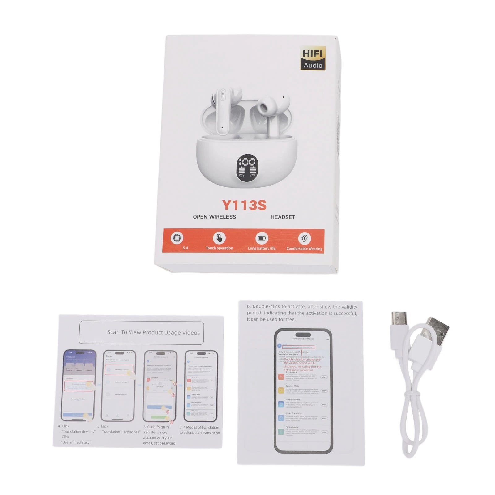 Auricolari traduttore di nuove lingue 144 lingue Auricolari wireless Bluetooth 5.4 Dispositivo di traduzione per viaggi d'affari e apprendimento