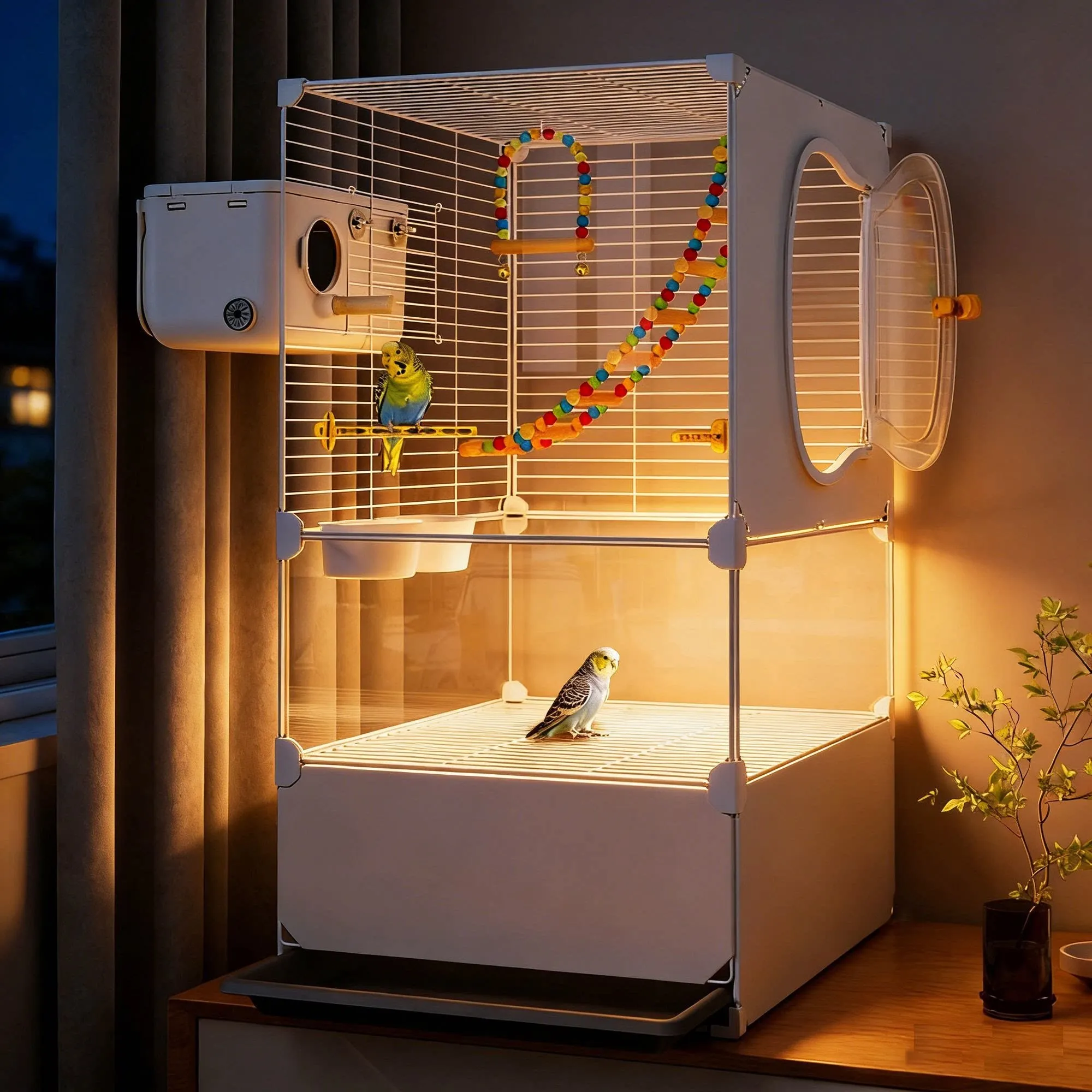 Gabbia di Lusso per Uccelli di Grandi Dimensioni, Design Anti-Schizzi, Perfetta per Pappagalli, Cacatua e Parrocchetti