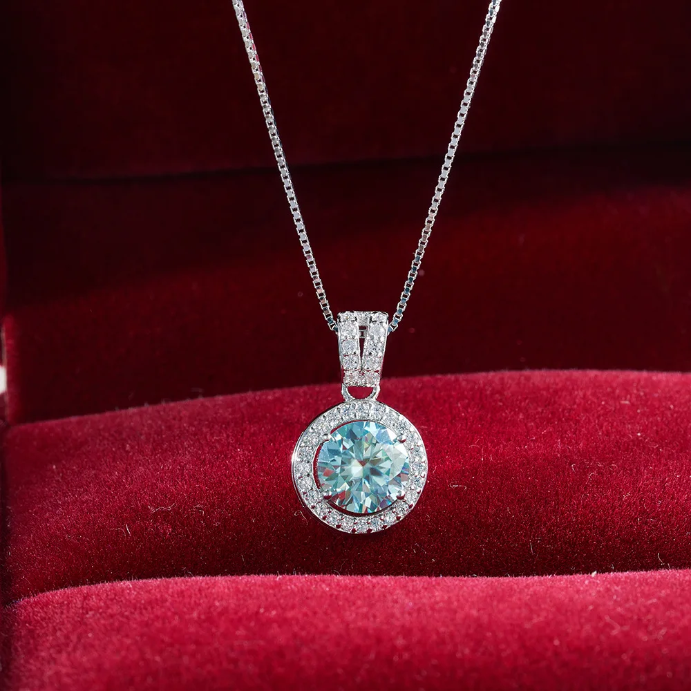 1ct D VVS1 Moissanit Rundschliff Anhänger Halsketten für Frauen Party Geburtstagsgeschenk Schmuck S925 Silber plattiert 18k Halskette – Detail 5
