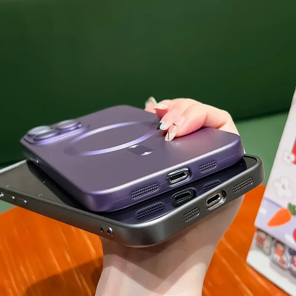 آيفون 16 15 14 13 12 11 برو XS ماكس XR X 8 Plus SE 2022 2020 Magsafe المغناطيسي شحن لاسلكي حافظة لينة غطاء خلفي من البولي يوريثان