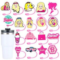 MINISO różowa lalka barbie słomkowa nakładka 10MMdrink zatyczka ze słomką wielokrotnego użytku odporna na zachlapania Fit akcesoria do kubków słomkowa czapka Charms Pendnt