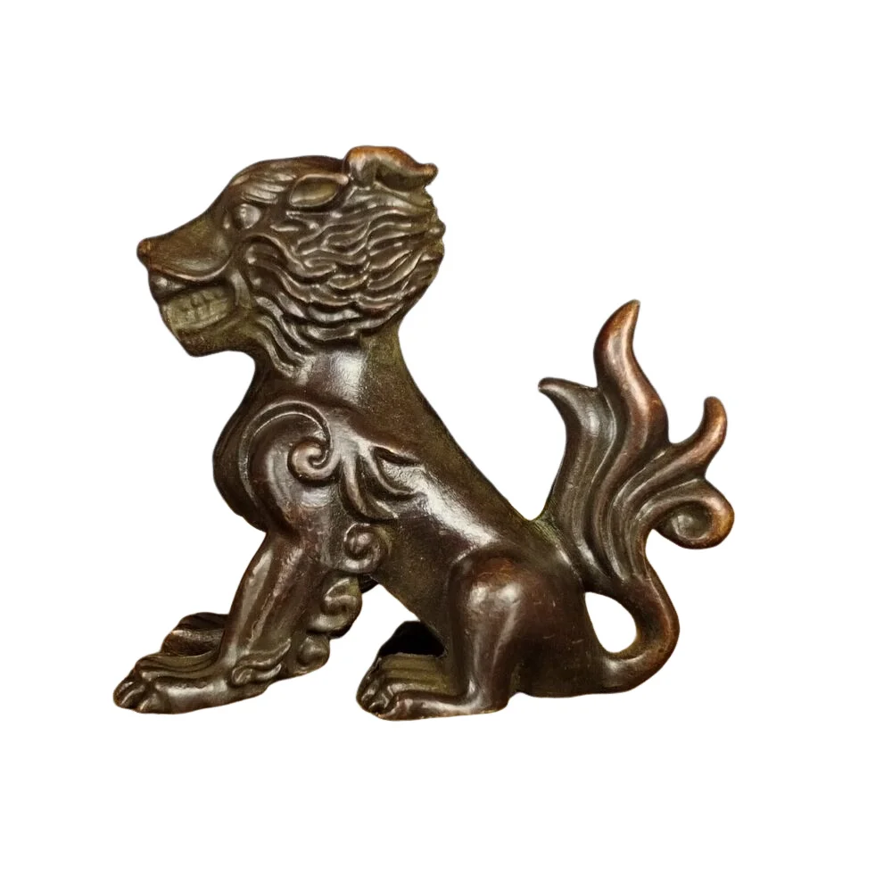 

Chinese Antique Bronze Dragon Son Jail Statue Ornament