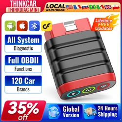 THINKCAR THINKDIAG Mini scanner OBD2 Bluetooth, diagnosi per tutti i sistemi Strumento di scansione diagnostica per auto Lettura/Codice guasto trasparente Universale