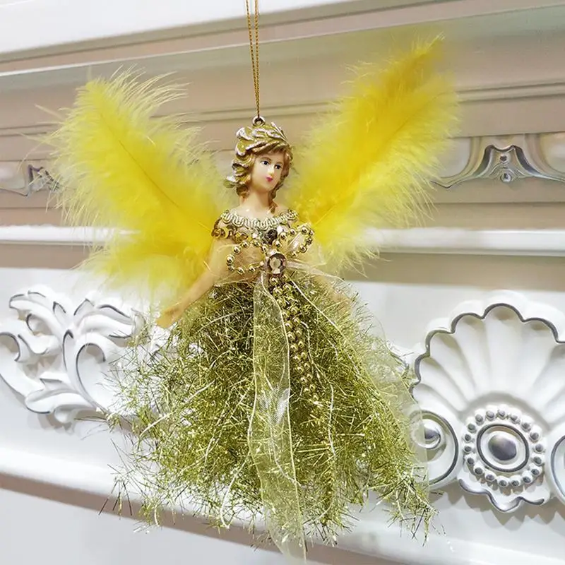 Christmas Angels Topper Pendant With Wings Holiday Party Angel Tree Topper Pendant For Shopping Mall Home Decor