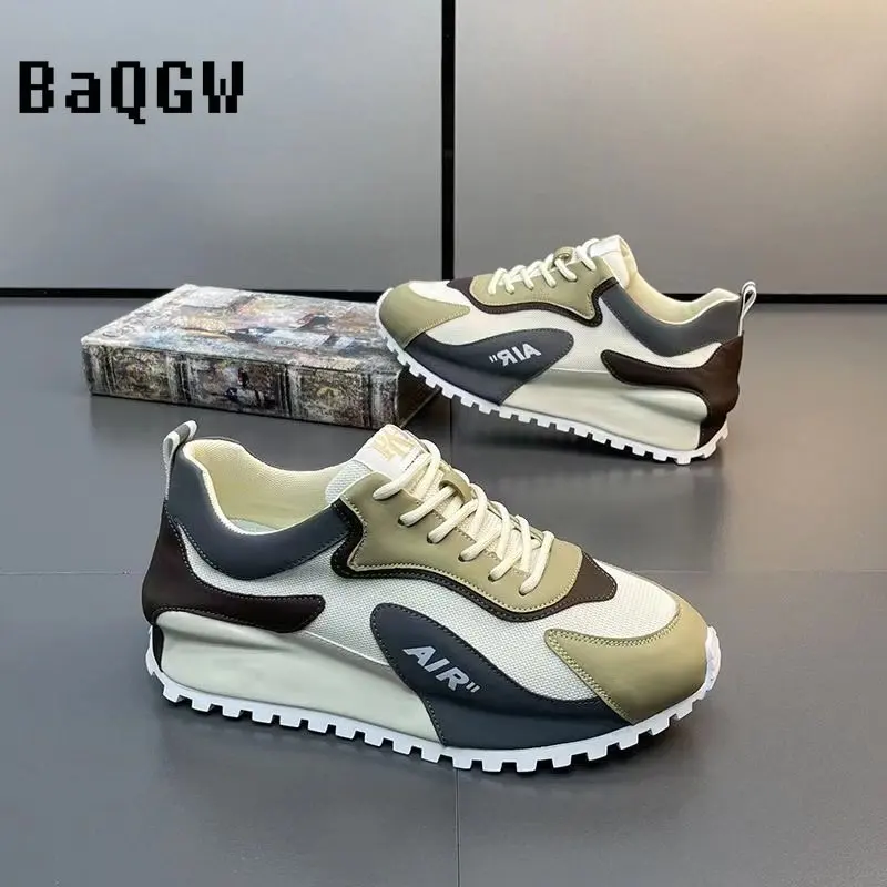 High Platform Luxury Men Sneakers Casual Color Block Mesh Breathable Outdoor Male Designer Flats Chunky Sneakers Running Shoes