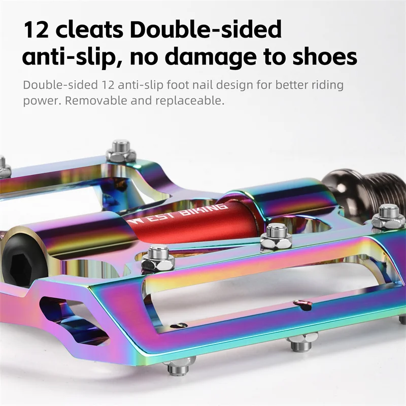 دراجات غربية-دواسات دراجة خفيفة على الطريق ، 3 محامل ، دواسات مسطحة من سبائك الألومنيوم ، مانعة للإنزلاق ، ملونة ، لـ mtb ، #4