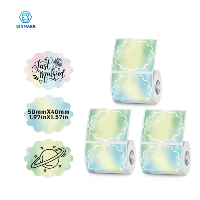 

SINMARK Colorful Sticker Flower Shape Thermal Label Paper Irregular Sticker Gift Tag DIY Suit for Phomemo Thermal Printer