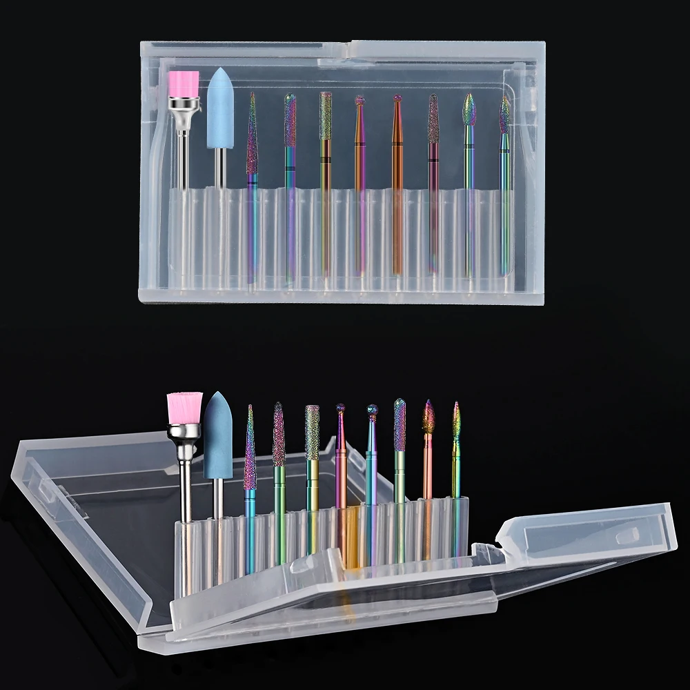 10개/세트 네일 폴리싱 비트 네일 드릴 비트 전동 매니큐어 세트용 그라인딩 헤드 아크릴 네일 젤 제거 홈 살롱용*