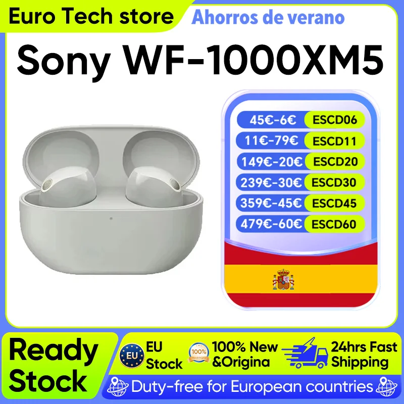 SONY-auriculares inalámbricos WF-1000XM5, cascos con Bluetooth, cancelación de ruido, batería de hasta 24 horas de duración, Conexión multipunto