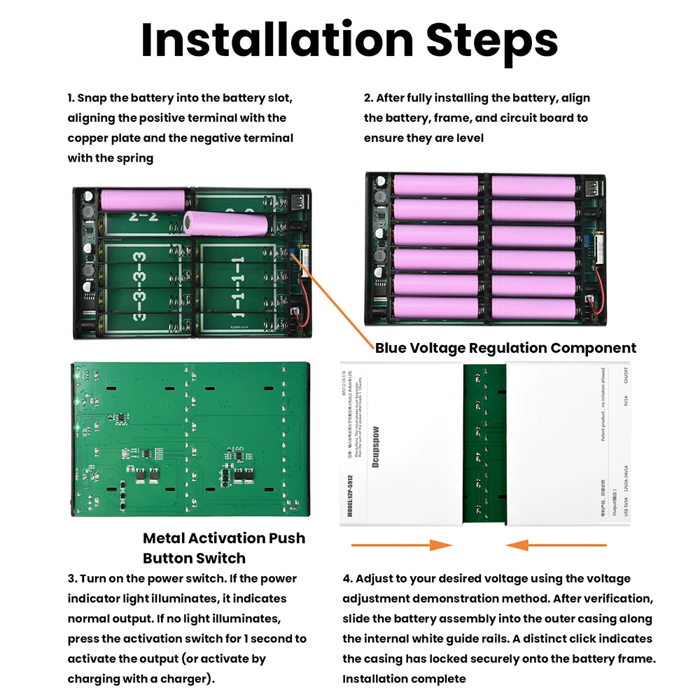 DC UPS 12x18650 Solder-Free Power Box DIY Kit 5V9V12V Adjustable for Modem Router Uninterruptible Power Supply