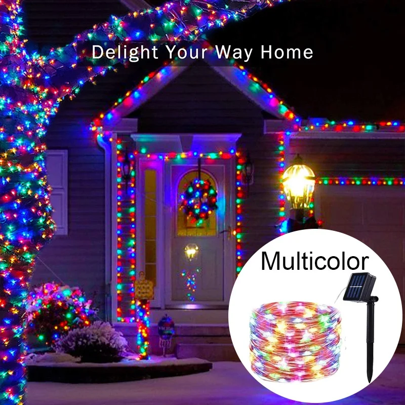 aiopp Outdoor LED Solar Fee Lichterketten Wasserdicht Garten Dekoration Girlande 8 Modi Kupfer Draht Licht Für Straße Terrasse Weihnachten 4