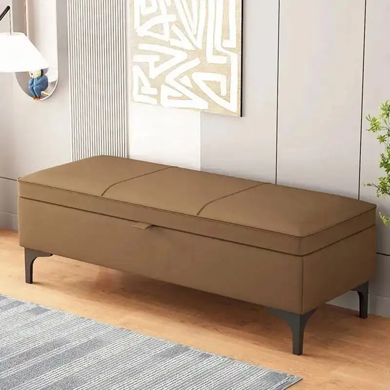 Grey Nordic Modern Luxury Upholstered Storage Step Stool Shoe Changing Stool Furniture for Entryway Home