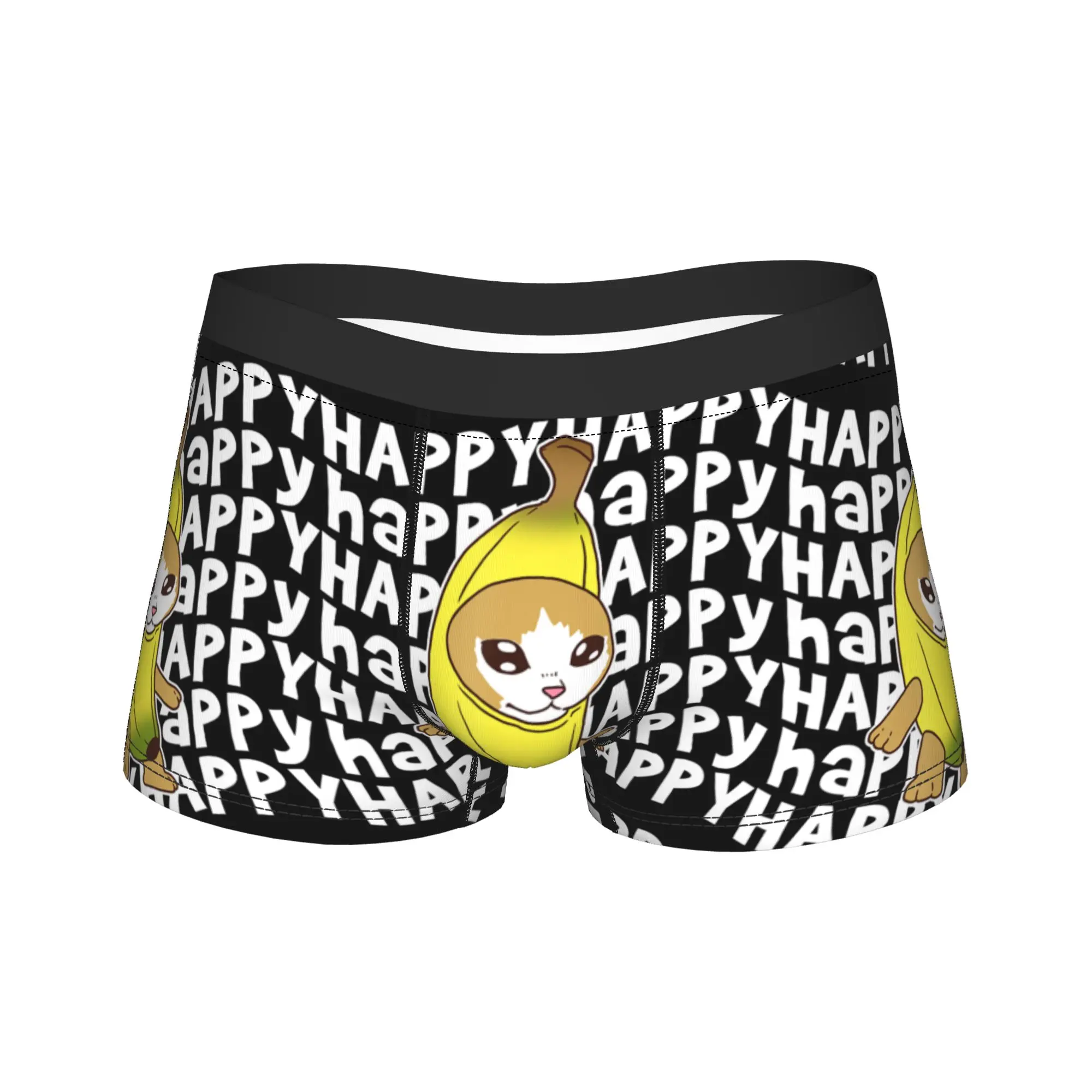Happy Banana Cat Meme Bananacat Happy Kitty Cat Lovers Meme Shorts Briefs  Underwear Quality Men Funny Boxer Shorts Plus Size