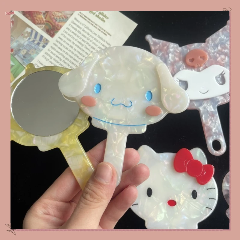 Sanrio Kuromi Melody Jade Gui Dog Handle Mirror Katie Cat Portable Handheld Makeup Mirror Electric Comb Cute Best Birthday Gift