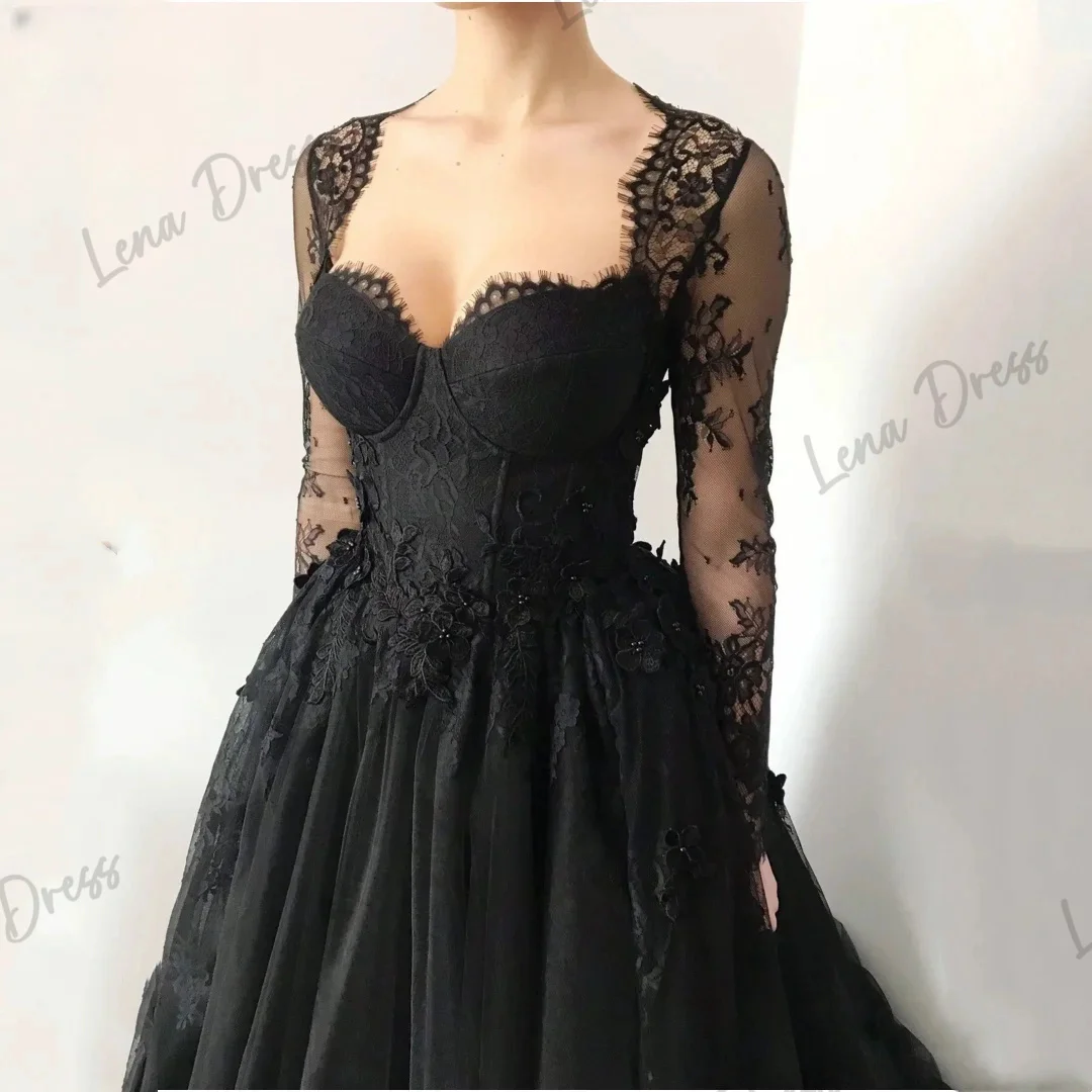 Vestido de encaje bordado, vestido de noche lujoso, tul gótico, boda, Fiesta Frmal