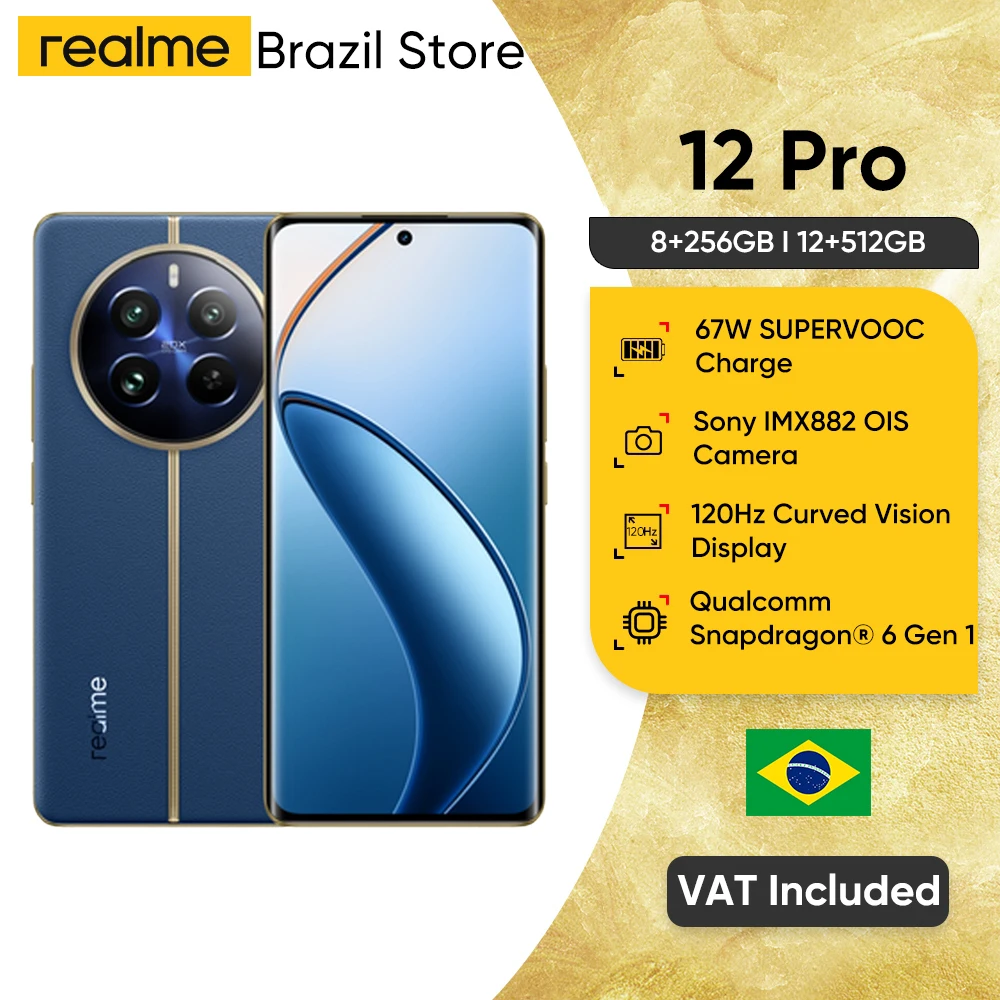 Realme สมาร์ทโฟนแอนดรอยด์12โปร, 32MP ถ่ายภาพบุคคลขนาด12 + 512GB กล้องถ่ายนิ่งดราก้อน6 Gen 1 120Hz จอแสดงผล supervooc ชาร์จ