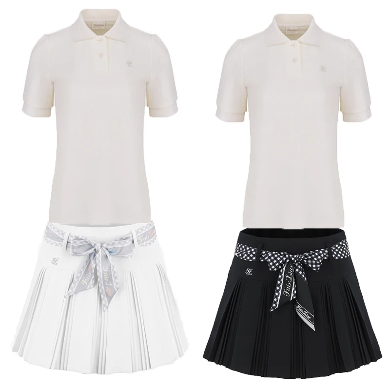 

FAIRLIAR 2025 Summer Women's Golf Polo Shirt Quick-drying Sports Elastic Breathable Shirt Fitness skirt Clothing