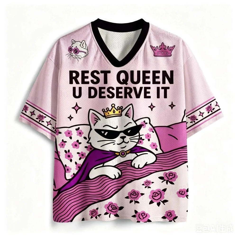 Retro and Fun Japanese-style 3Dprint Men Women Y2K Fashionable Casual Street Hip-hop V-neck Loose Quick-drying Breathable Tshirt