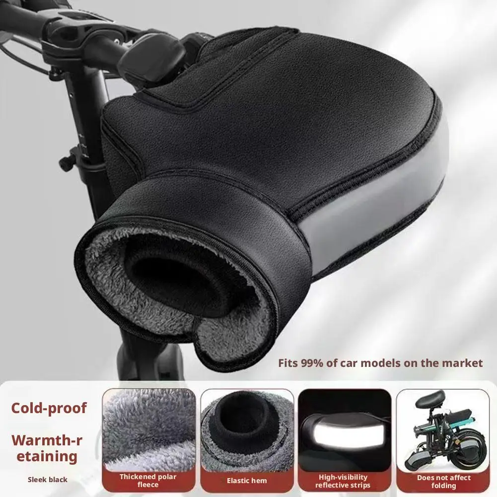 Winter-Motorrad-Lenkerhandschuhe, wasserdicht, mit dicker Fleece-Fütterung, reflektierende, warme Handschuhe für E-Bike-Fahrten. – Detail 14