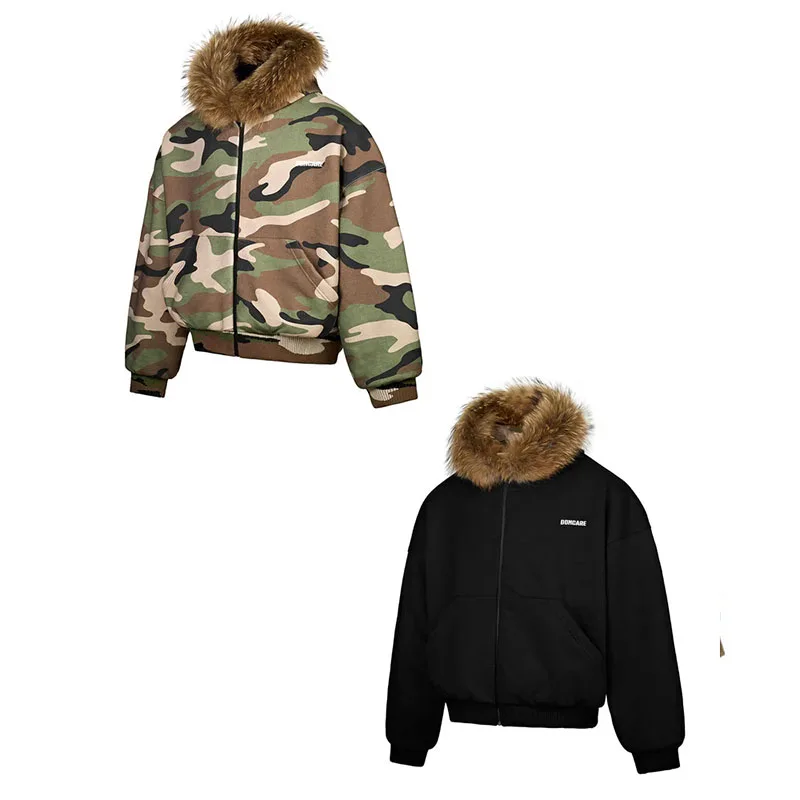 เสื้อฮู้ดซิปสองด้านลายพรางแฟชั่นสตรีทสไตล์ยุโรปและอเมริกาใหม่ประจำฤดูใบไม้ร่วงและฤดูหนาวปี 2025