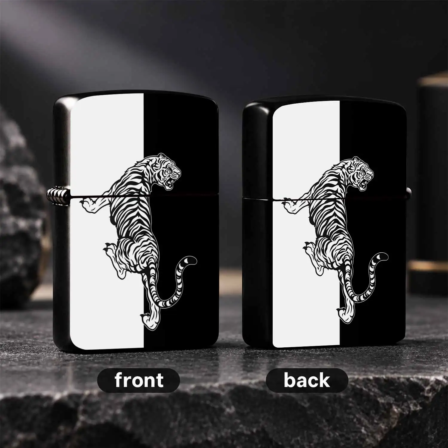 Vintage Stylish Leaping Tiger Pattern Lighter, All-Scenario Usable Portable Igniter For Daily Commute, Outdoor Adventure, Casual Gathering, Exquisite Trendy Decor Accessory, Ideal Personal Use Present Choice With Sharp A Humorous And Intere