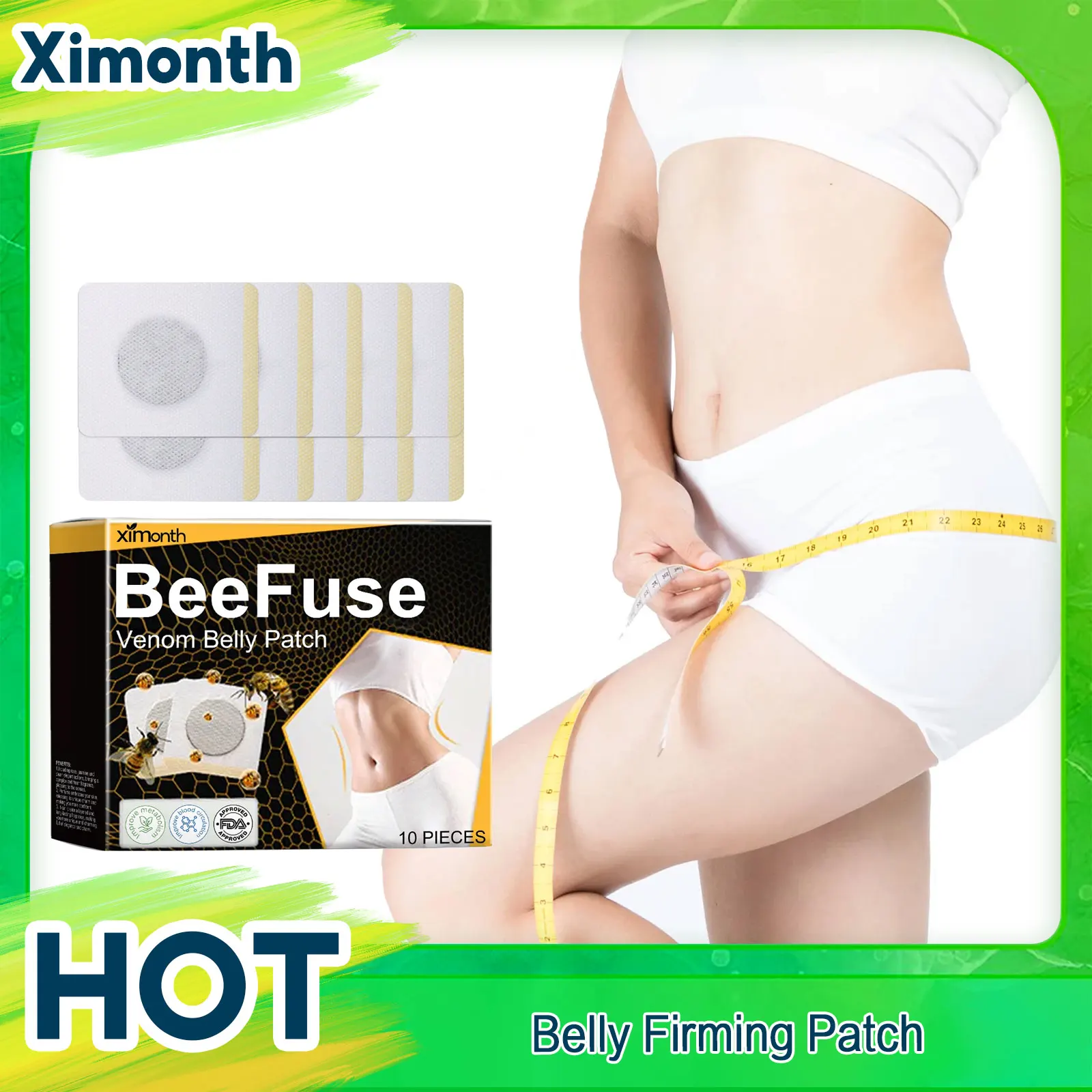 

Belly Slimming Patch Bee Venom Lymphatic Drainage Burn Fat Body Shaping Firming Waist Thin Arms Promote Metabolism Navel Sticker