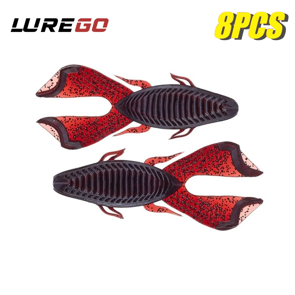8PCS  9cm Weedless Bionic Craw Lure, Dual-Color Soft Plastic, All-Water Column, Weedless for Bass Fishing