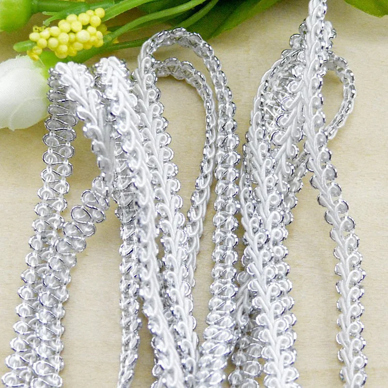 5meters/lot Gold Silver Braided Lace Trim Fabric Sewing Lace Ribbon Curve Lace Apparel Garment Accessories Wedding Decor Crafts