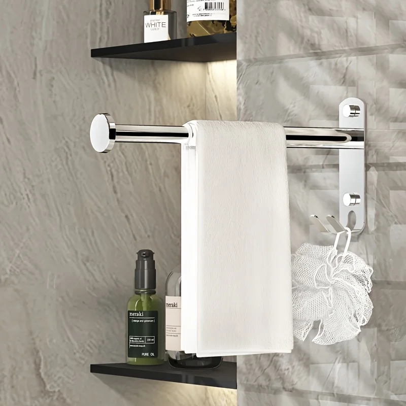 Gifts Stainless Steel Clothes Hanger Storage Rack Wall-mounted Foldable Balcony Drying Hook Punch-free Scalable Storage Racks